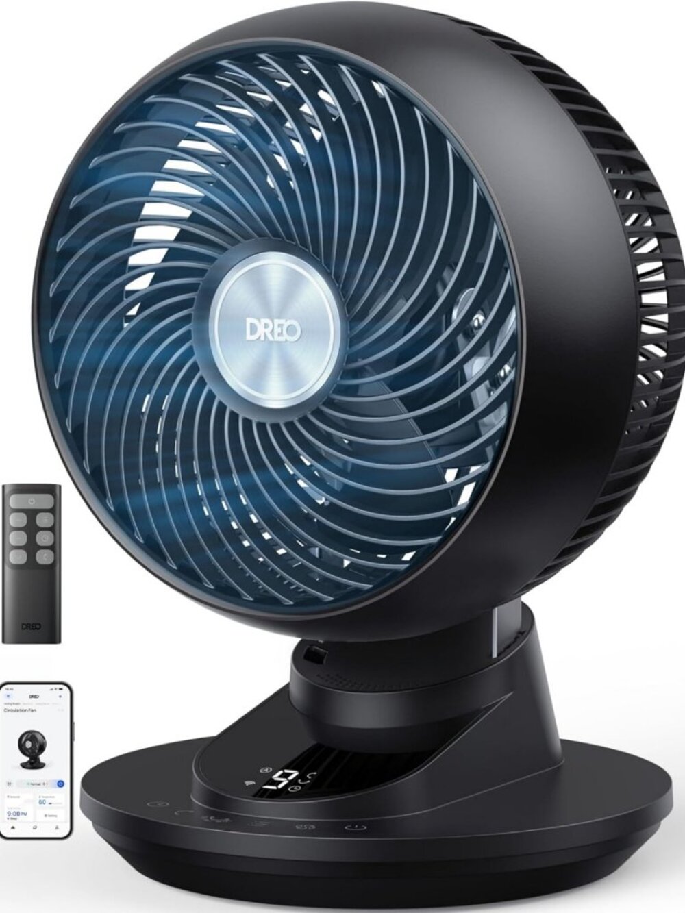 Quiet 12-Inch Oscillating Desk Fan with 85ft Airflow, App/Voice Control, 9